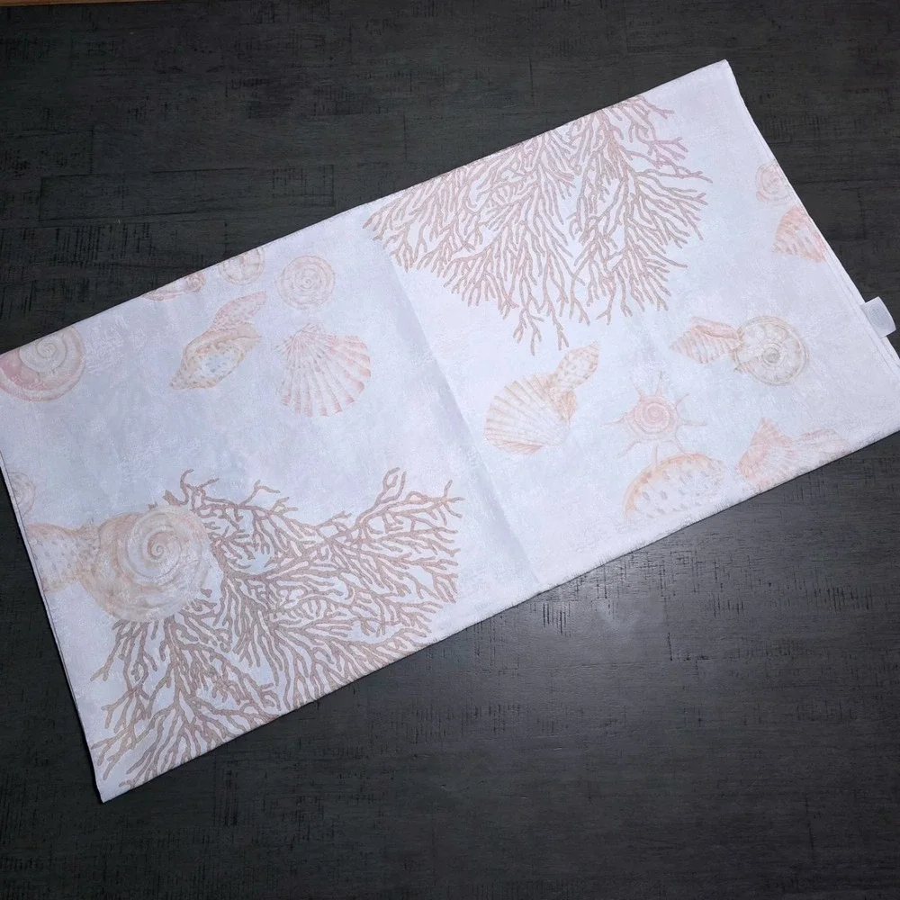 Coastal Coral Seashell Cloth Shower Curtain 69x70 White Peach - Whole Home Brand